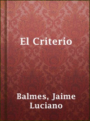 cover image of El Criterio
